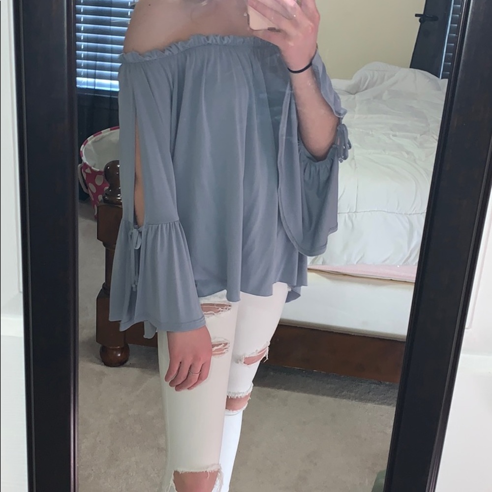 Blue off the shoulder top